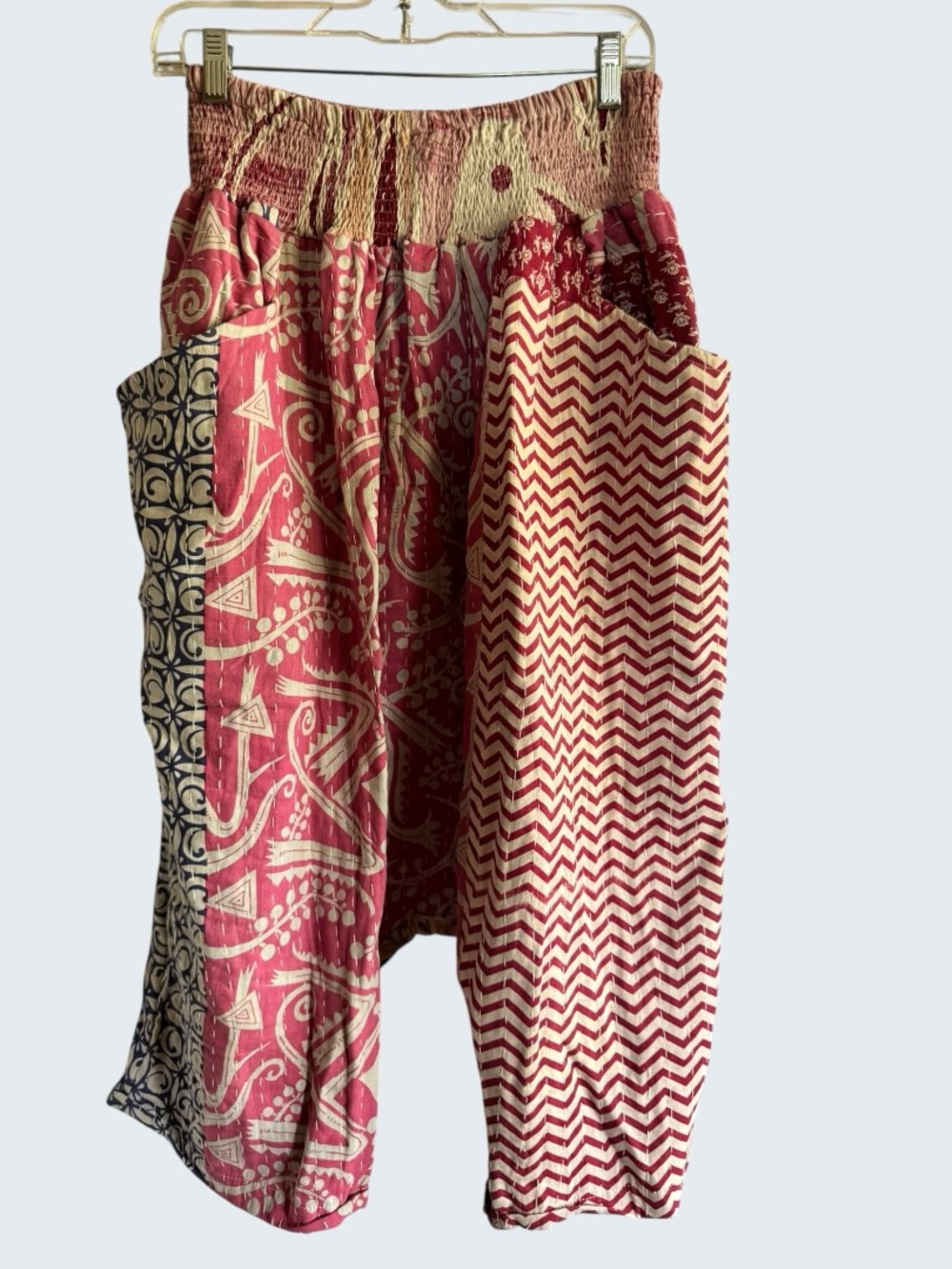 Kantha Bae Bohemian Kantha  Harem Pants in Red, Pink, Cream & Navy